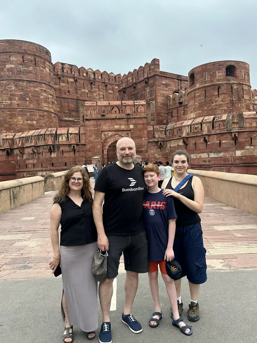 Family at the Agra Fort gate