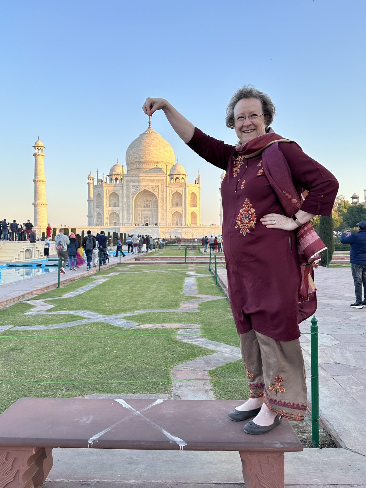 The Taj Mahal in warm evening light at the end of the day